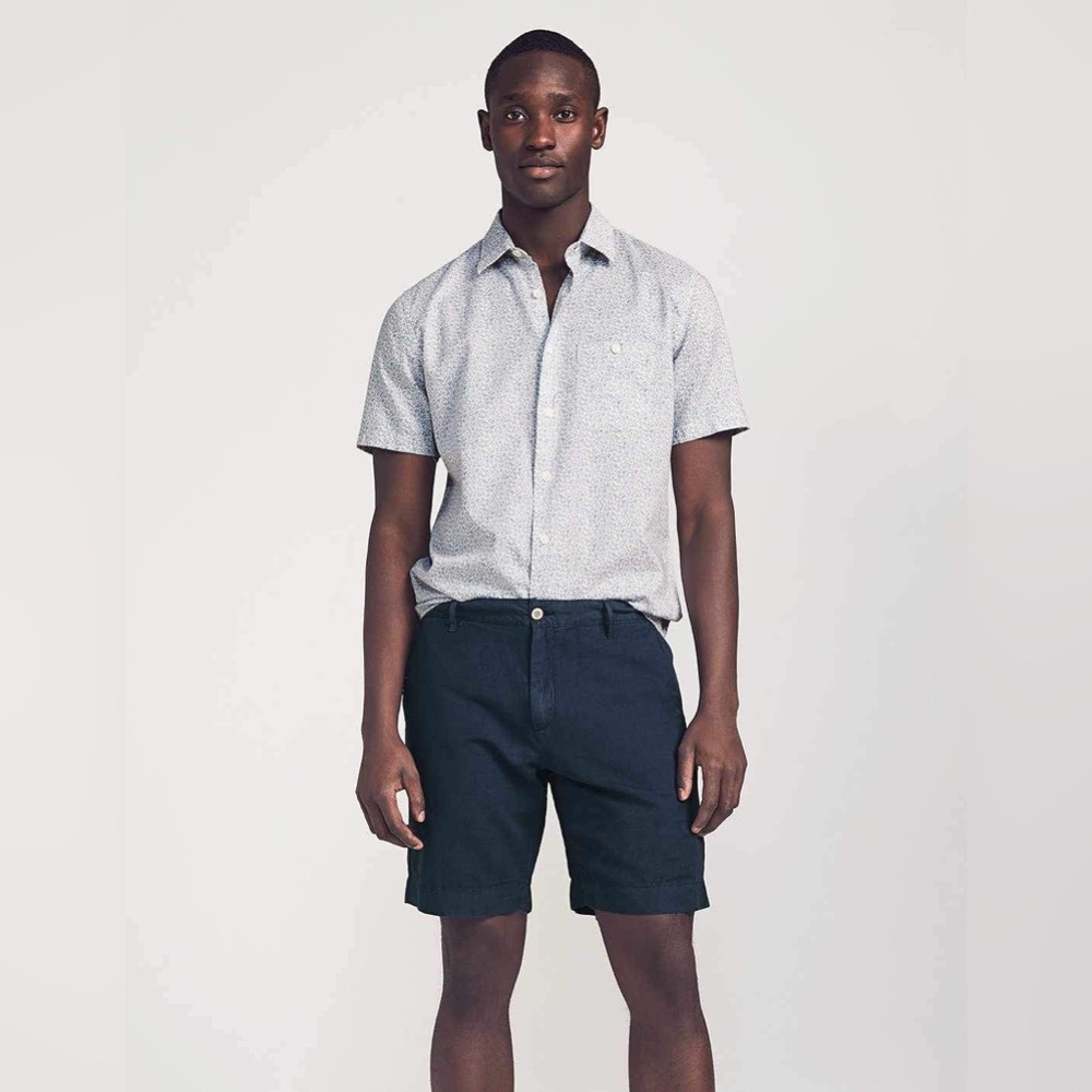 Faherty Malibu Shorts Mens Lightweight Linen Blend Navy Chinos